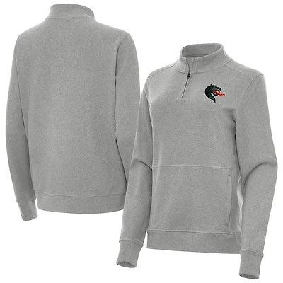 Women's Antigua  Heather Gray UAB Blazers Crush Quarter-Zip Jacket