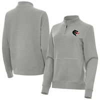 Women's Antigua  Heather Gray UAB Blazers Crush Quarter-Zip Jacket