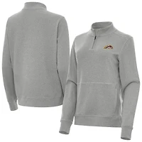 Women's Antigua  Heather Gray Western Michigan Broncos Crush Quarter-Zip Sweatshirt
