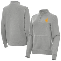 Women's Antigua  Heather Gray Wyoming Cowboys Crush Quarter-Zip Sweatshirt