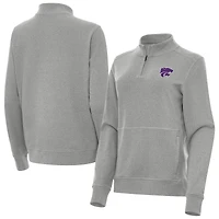 Women's Antigua  Heather Gray Kansas State Wildcats Crush Quarter-Zip Jacket