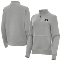 Women's Antigua Heather Georgia Bulldogs Crush Quarter-Zip Jacket