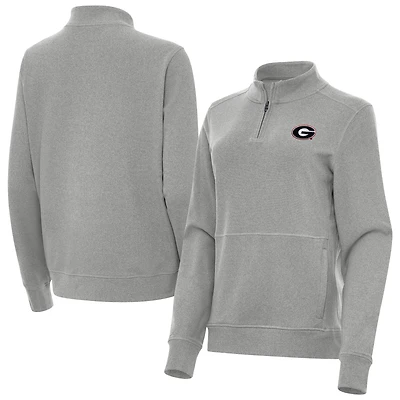 Women's Antigua Heather Georgia Bulldogs Crush Quarter-Zip Jacket