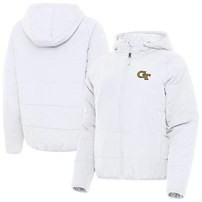 Women's Antigua White Georgia Tech Yellow Jackets Universe Full-Zip Hoodie Jacket