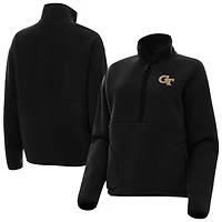 Women's Antigua Black Georgia Tech Yellow Jackets Figure Quarter-Zip Jacket