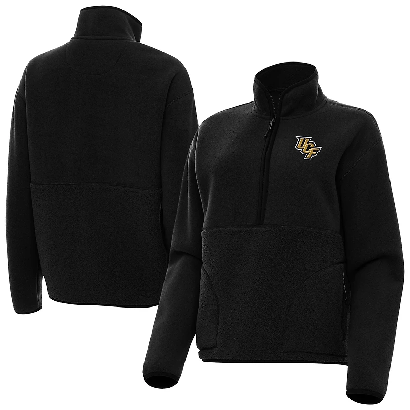Women's Antigua Black UCF Knights Figure Quarter-Zip Pullover Jacket