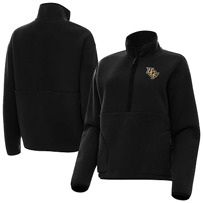 Women's Antigua Black UCF Knights Figure Quarter-Zip Pullover Jacket