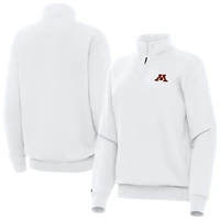 Women's Antigua White Minnesota Golden Gophers Victory Quarter-Zip Top