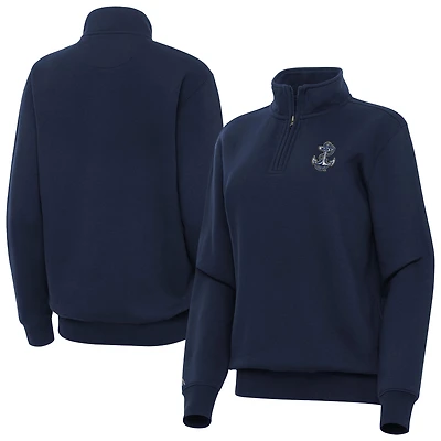 Women's Antigua Navy Navy Midshipmen Victory Quarter-Zip Top