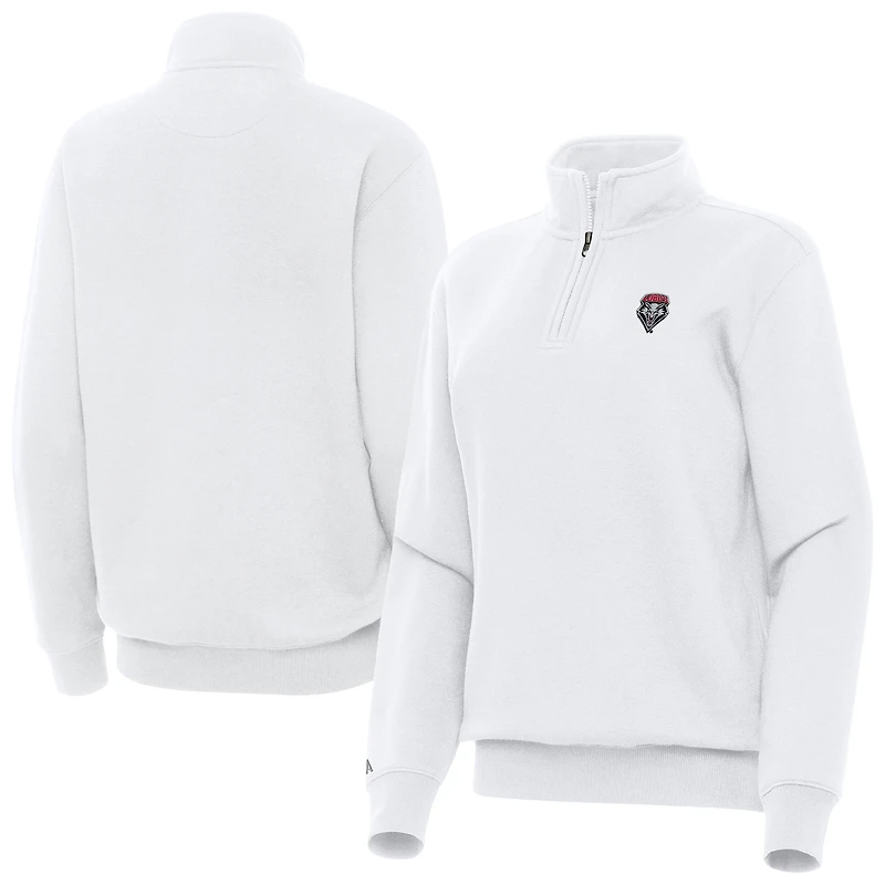 Women's Antigua White New Mexico Lobos Victory Quarter-Zip Top