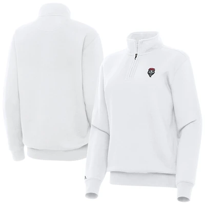 Women's Antigua White New Mexico Lobos Victory Quarter-Zip Top