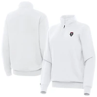 Women's Antigua White New Mexico Lobos Victory Quarter-Zip Top