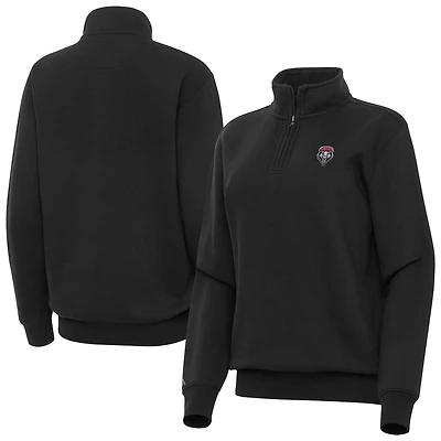 Women's Antigua Black New Mexico Lobos Victory Quarter-Zip Top
