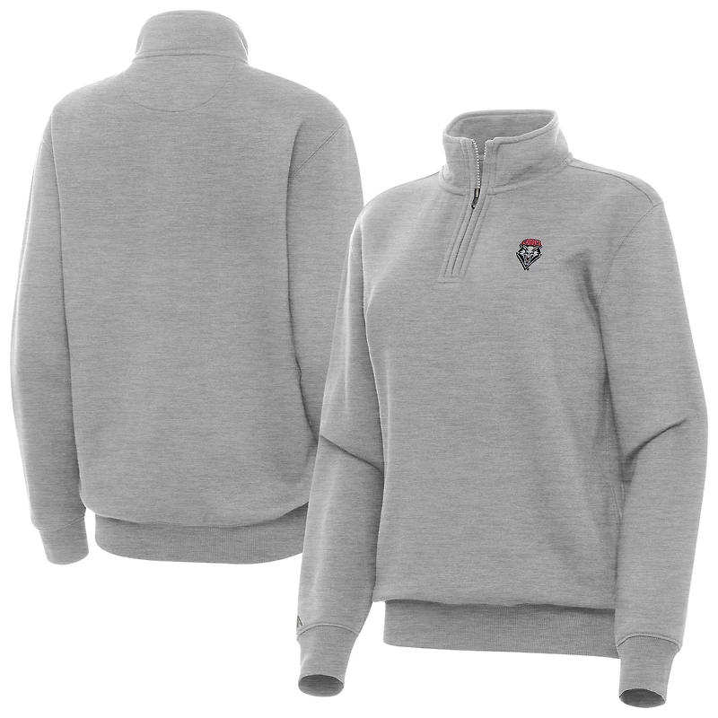 Women's Antigua Heather Gray New Mexico Lobos Victory Quarter-Zip Top