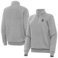 Women's Antigua Heather Gray New Mexico Lobos Victory Quarter-Zip Top