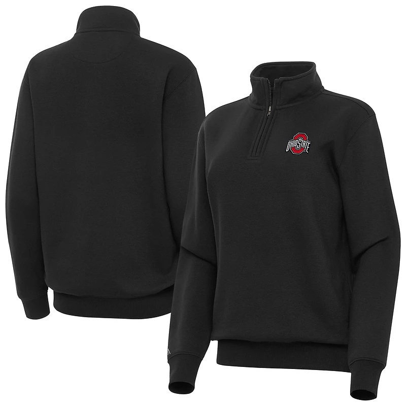 Women's Antigua  Black Ohio State Buckeyes Victory Quarter-Zip Sweatshirt
