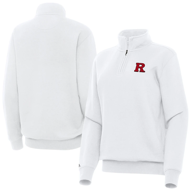 Women's Antigua White Rutgers Scarlet Knights Victory Quarter-Zip Sweatshirt