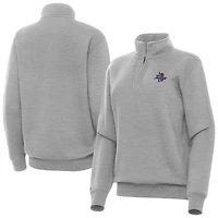 Women's Antigua  Heather Gray Tulsa Golden Hurricane Victory Quarter-Zip Sweatshirt