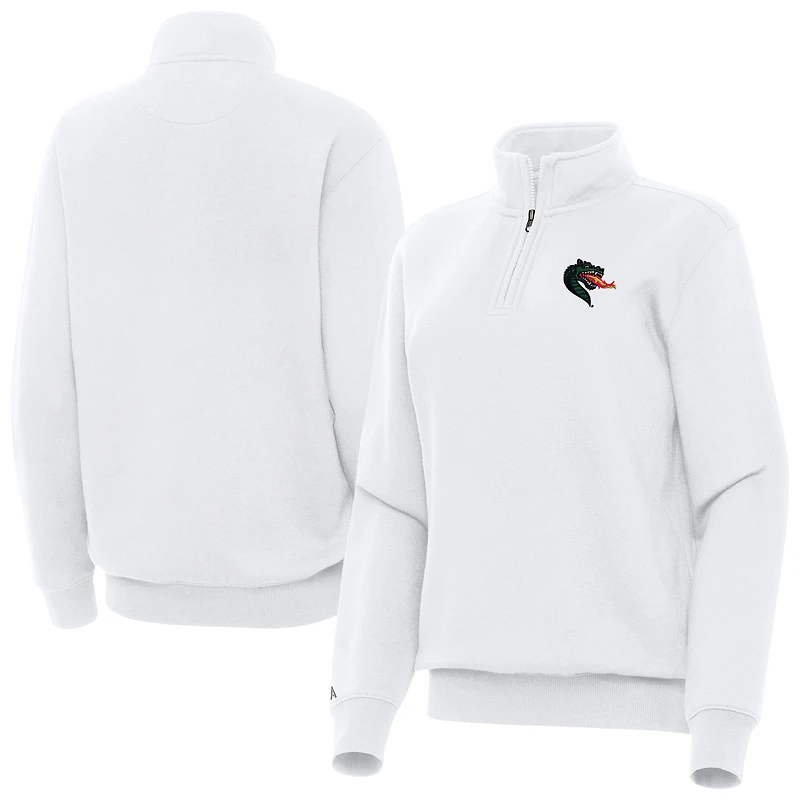 Women's Antigua White UAB Blazers Victory Quarter-Zip Top