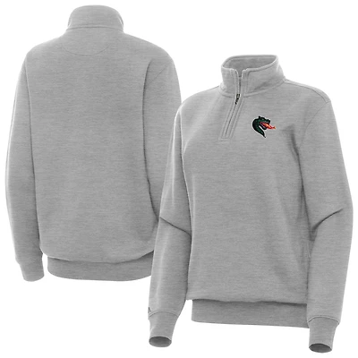 Women's Antigua Heather Gray UAB Blazers Victory Quarter-Zip Top