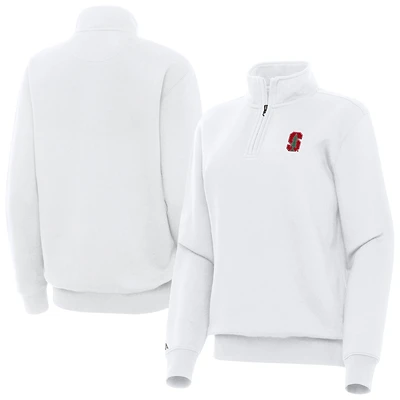 Women's Antigua White Stanford Cardinal Victory Quarter-Zip Top