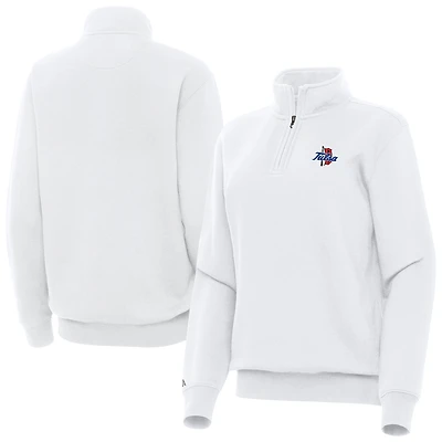 Women's Antigua White Tulsa Golden Hurricane Victory Quarter-Zip Sweatshirt