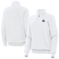 Women's Antigua  White Tulsa Golden Hurricane Victory Quarter-Zip Sweatshirt