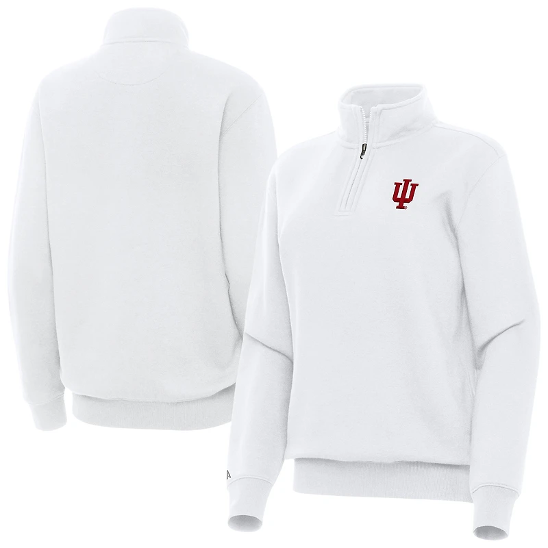 Women's Antigua White Indiana Hoosiers Victory Quarter-Zip Top