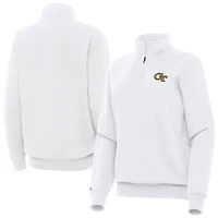 Women's Antigua White Georgia Tech Yellow Jackets Victory Quarter-Zip Top