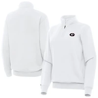Women's Antigua White Georgia Bulldogs Victory Quarter-Zip Top