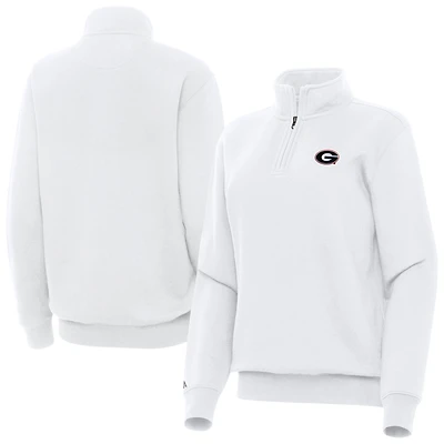 Women's Antigua White Georgia Bulldogs Victory Quarter-Zip Top