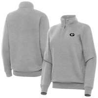 Women's Antigua Heather Gray Georgia Bulldogs Victory Quarter-Zip Top