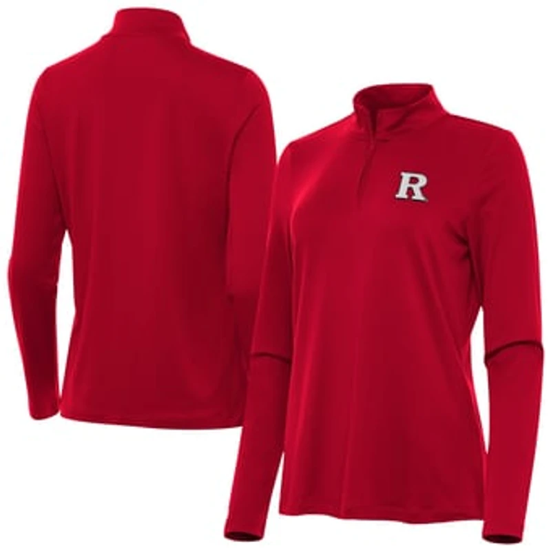 Women's Antigua Scarlet Rutgers Scarlet Knights Reprocess Quarter-Zip Top