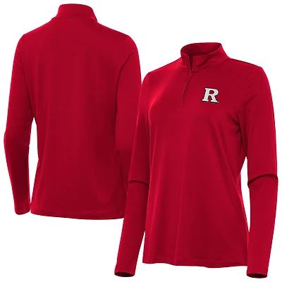 Women's Antigua  Scarlet Rutgers Scarlet Knights Reprocess Quarter-Zip Top