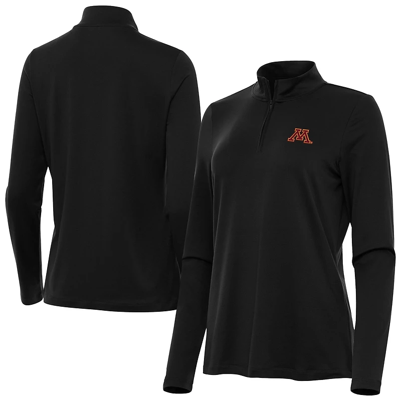 Women's Antigua  Black Minnesota Golden Gophers Reprocess Quarter-Zip Top