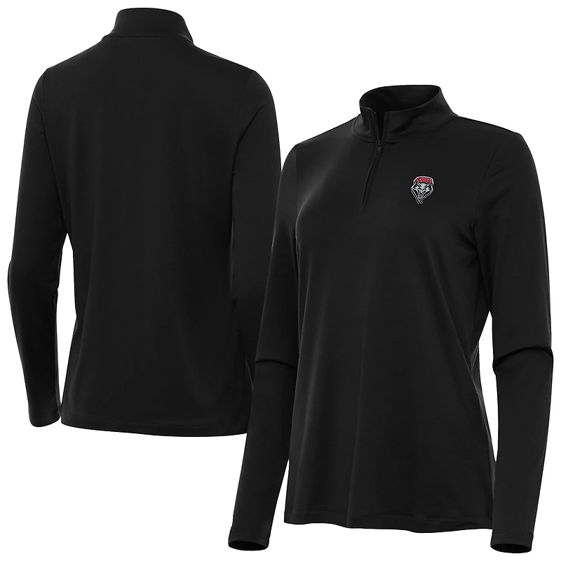 Women's Antigua Black New Mexico Lobos Reprocess Quarter-Zip Top