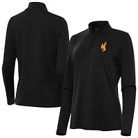 Women's Antigua  Black Wyoming Cowboys Reprocess Quarter-Zip Top