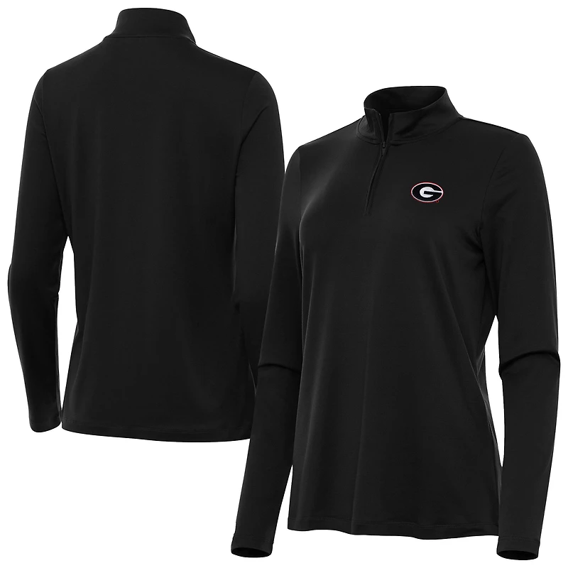 Women's Antigua  Black Georgia Bulldogs Reprocess Quarter-Zip Top