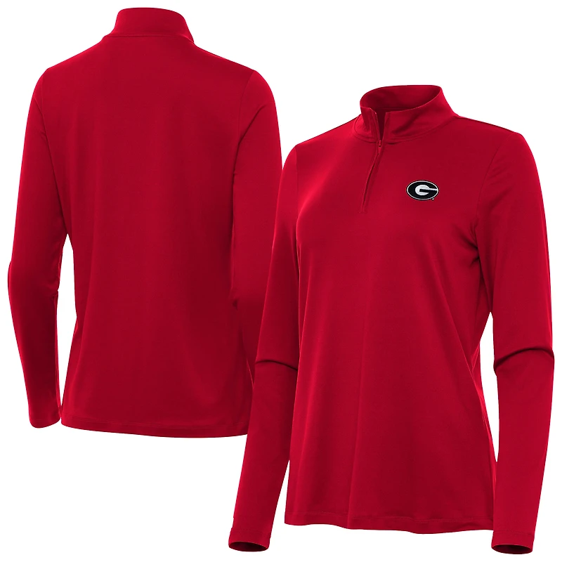 Women's Antigua Red Georgia Bulldogs Reprocess Quarter-Zip Top
