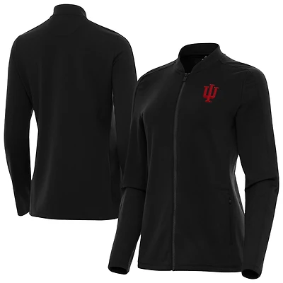 Women's Antigua  Black Indiana Hoosiers Continual Full-Zip Jacket