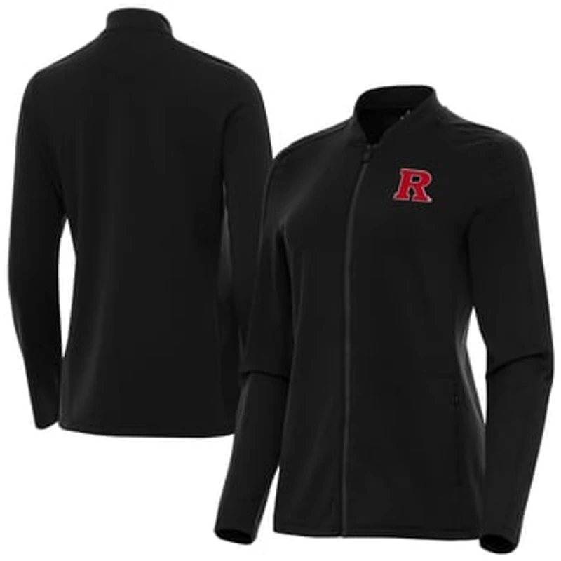 Women's Antigua Black Rutgers Scarlet Knights Continual Full-Zip Jacket