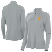 Women's Antigua  Gray Wyoming Cowboys Intent Quarter-Zip Top