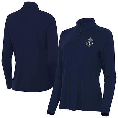 Women's Antigua Navy Navy Midshipmen Intent Quarter-Zip Top