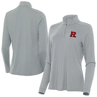 Women's Antigua  Gray Rutgers Scarlet Knights Intent Quarter-Zip Top