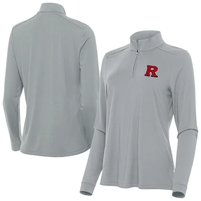 Women's Antigua  Gray Rutgers Scarlet Knights Intent Quarter-Zip Top