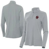Women's Antigua  Gray Boston College Eagles Intent Quarter-Zip Top