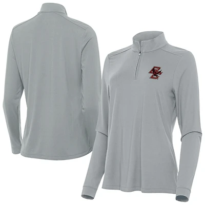 Women's Antigua  Gray Boston College Eagles Intent Quarter-Zip Top