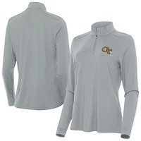 Women's Antigua  Gray Georgia Tech Yellow Jackets Intent Quarter-Zip Top