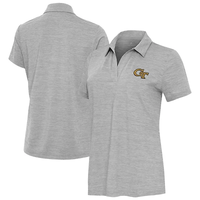 Women's Antigua Heather Gray Georgia Tech Yellow Jackets Layout V-Neck Polo