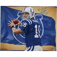 Peyton Manning Indianapolis Colts Autographed 16" x 20" Photo Print with "The Sheriff" Inscription - Art by Brian Konnick - Limited Edition of 10
